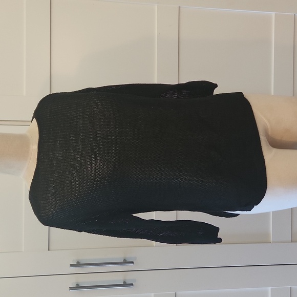 J. Jill Classic Black Women's Sweater open knit Linen Blend Size Small - Picture 4 of 6
